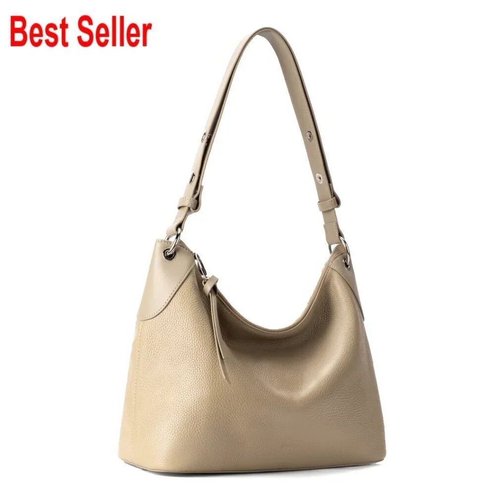 Genuine Leather Hobo Bag Crossbody Purse with Adjustable Strap